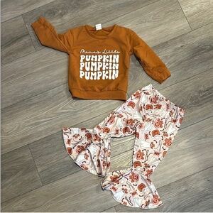 Pumpkin Themed‎ Toddler Girls Matching Set with Flared pants Size 2-3T